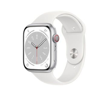 Apple Watch Series 8 Cellular 45mm Silver with White Sport Band – Pristine
